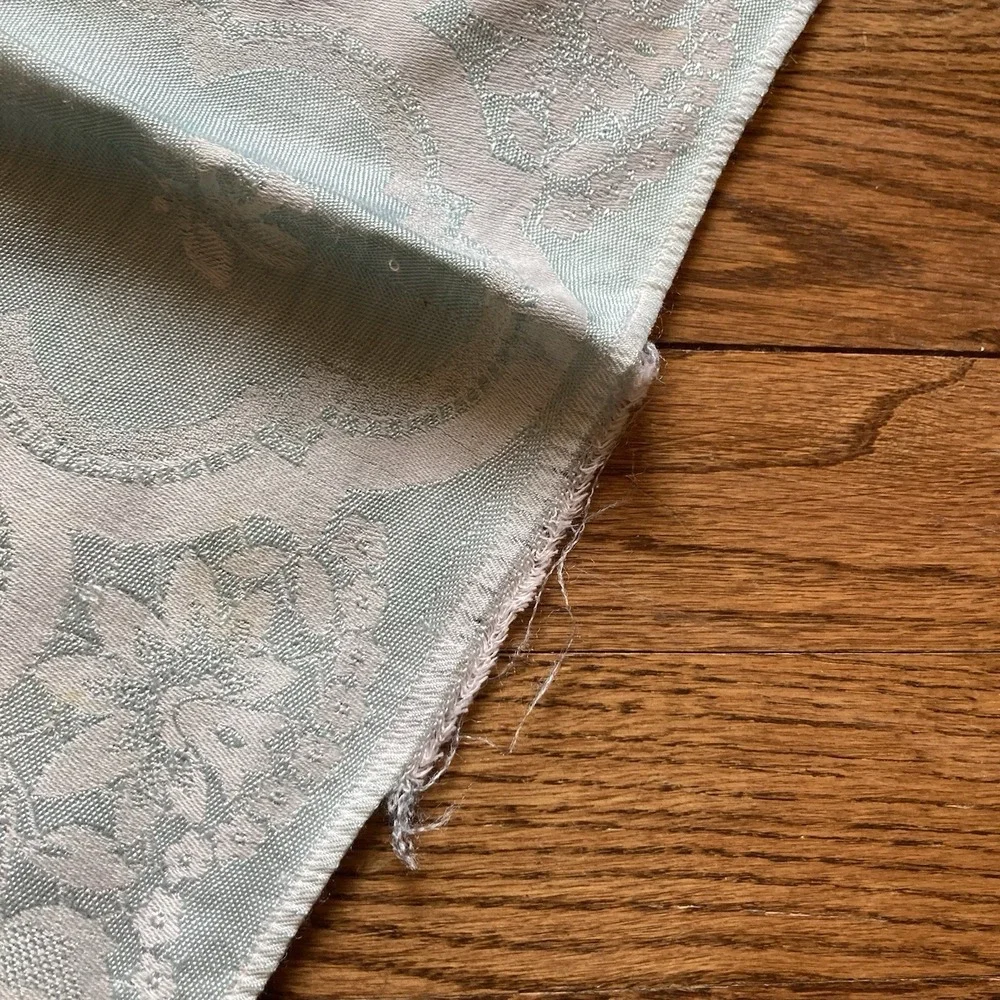 Vtg‎ Mint Green Floral Damask Linen Napkins Set 3 Jacquard Cottagecore Chic